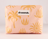 Large Beach Pouch - Pink Palm - oh coconuts