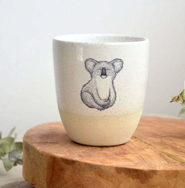 Handcrafted Koala Mug featuring Artist Renee Treml by Local Ceramic Artist Kim Wallace