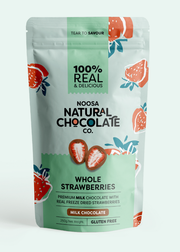 Noosa Natural Chocolate Co. Australian Grown Strawberries Coated in Premium Milk Chocolate 100g