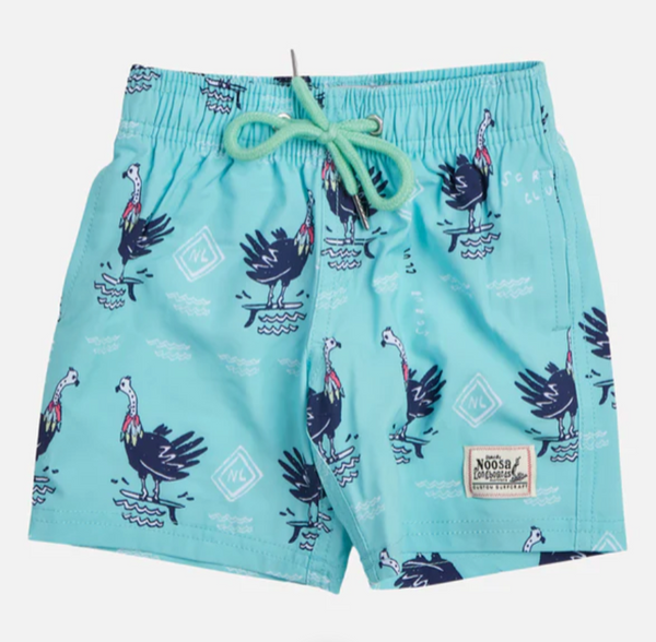 Noosa Longboards Leroy Sama Kids Scrub Club Swim Shorts Teal Size 2