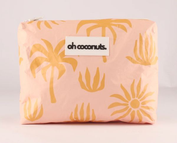 Large Beach Pouch - Pink Palm - oh coconuts