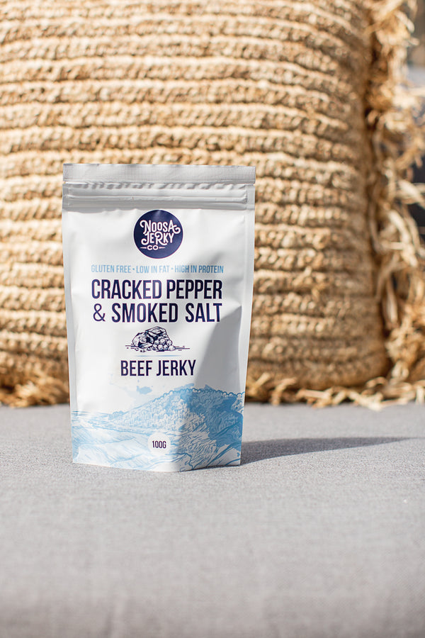 Beef Jerky Pepper & Sea Salt (100g) by Noosa Jerky Co. (GF)